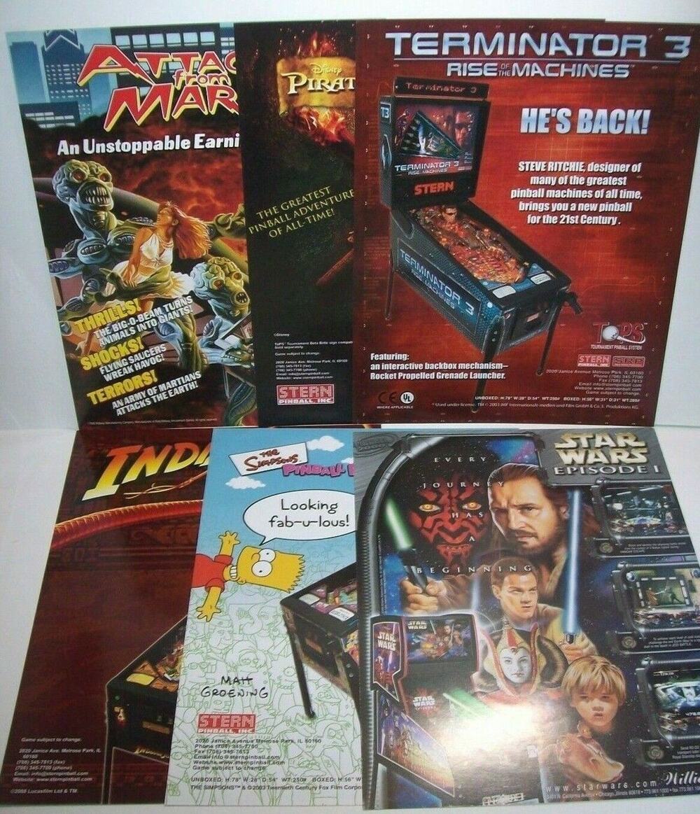 Pinball FLYERS Star Wars Pirates Indiana Jones T3 Simpsons Attack From Mars #38